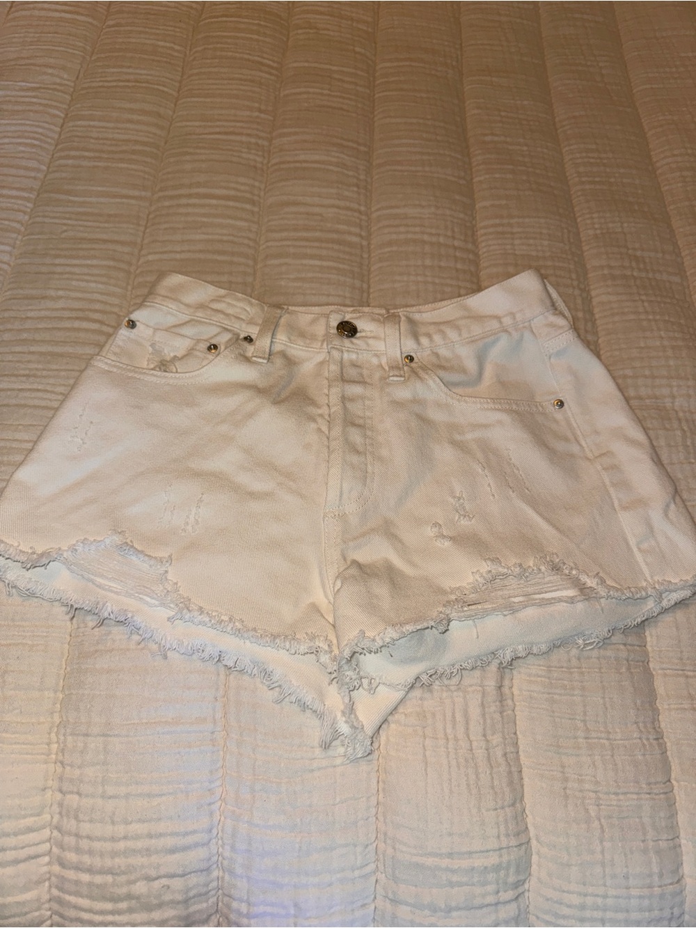 Z supply, white denim, distressed shorts